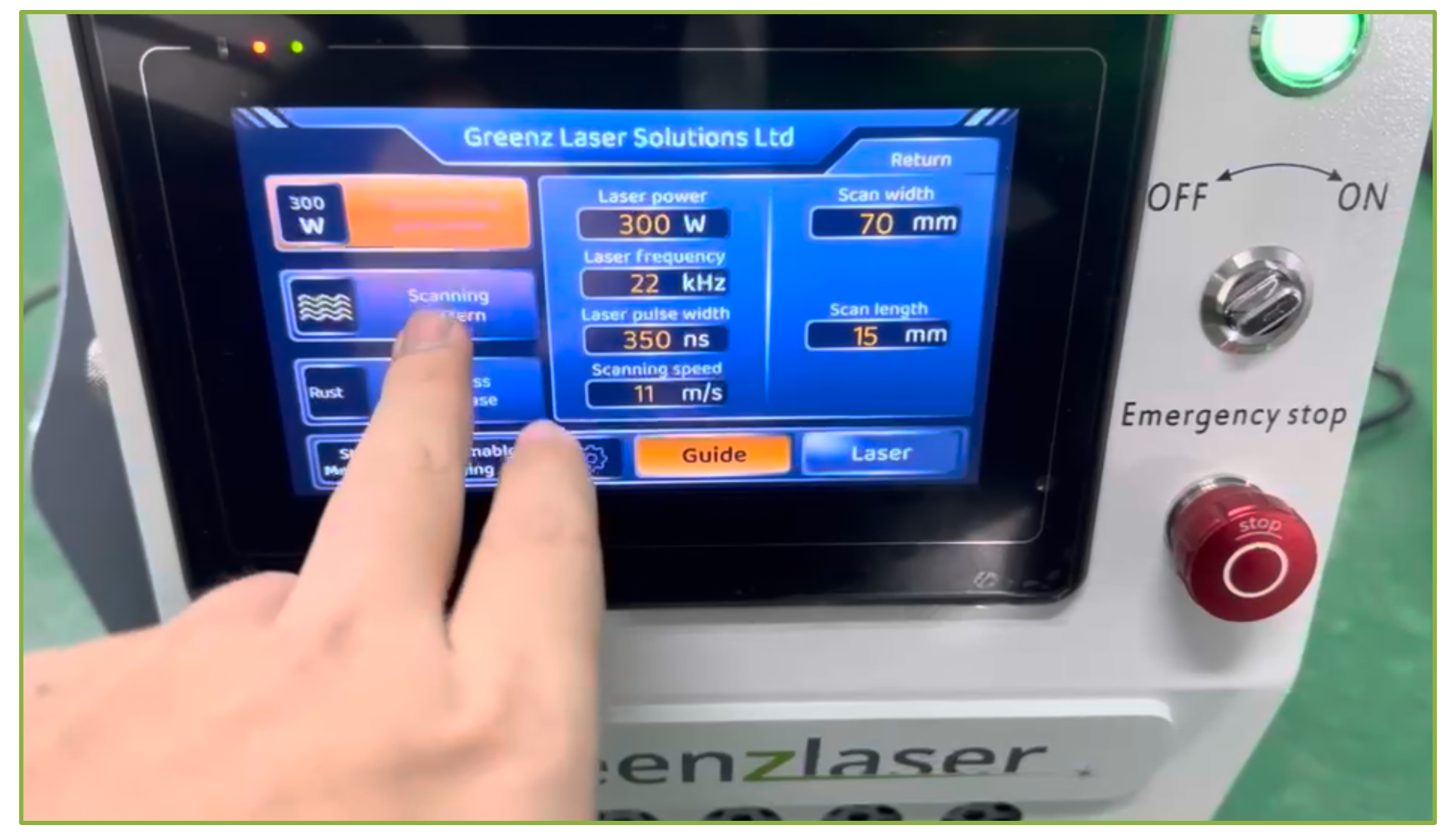 Technician using a laser cleaning machine
